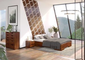 Łóżko drewniane sosnowe ze skrzynią na pościel Skandica SPECTRUM Maxi & Long ST (długość + 20 cm) / 160x220 cm, kolor biały