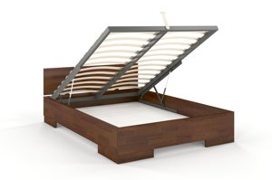 Łóżko drewniane sosnowe ze skrzynią na pościel Skandica SPECTRUM Maxi & ST / 200x200 cm, kolor biały