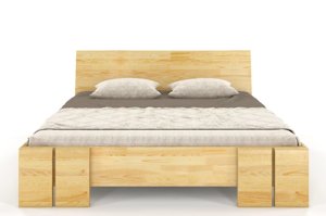 Łóżko drewniane sosnowe ze skrzynią na pościel Skandica VESTRE Maxi & ST / 140x200 cm, kolor orzech