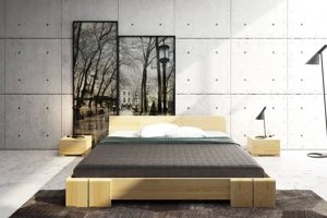 Wysyłka w 48h. Łóżko drewniane sosnowe Skandica VESTRE Niskie / 200x200 cm, kolor naturalny
